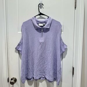 Vintage Fashion Bug Plus Size Lilac Sleeveless Zipper Knit Top